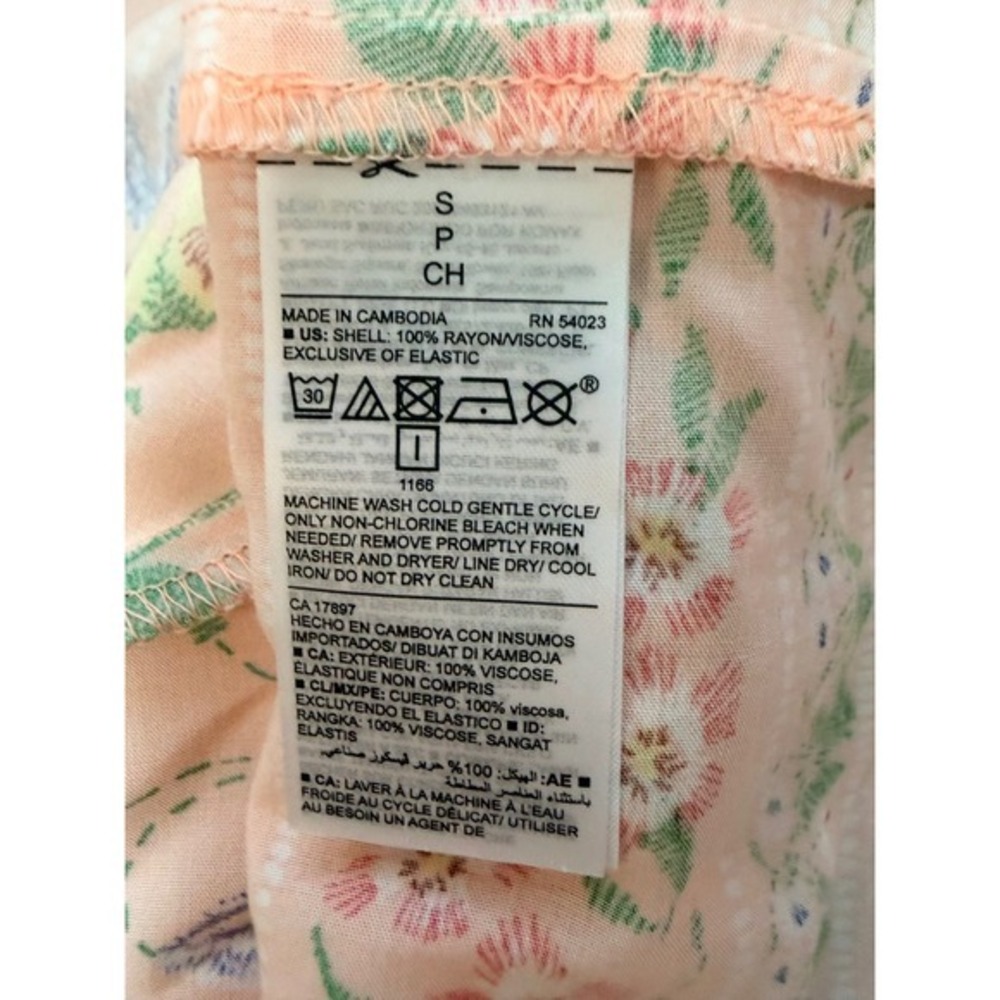 Old Navy Peach Floral Size Small Smocked Back Ruffle Hem Sun Dress - Picture 11 of 11